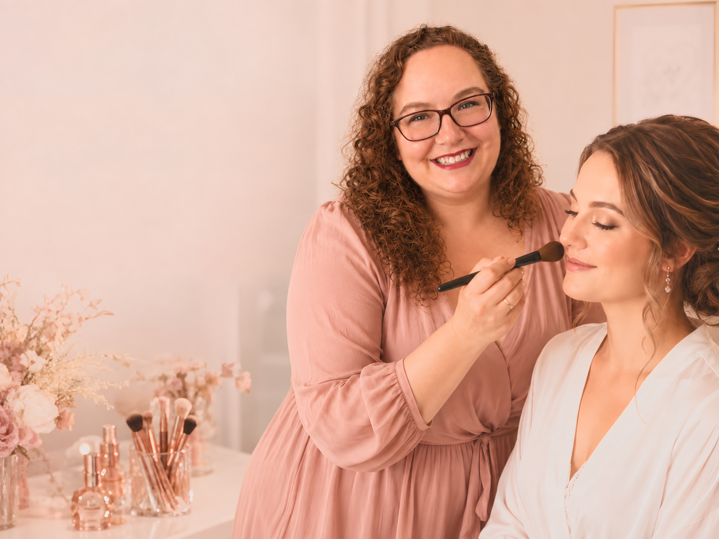 Julia Scheurer beim Braut-Make-up für einen strahlenden Hochzeitslook