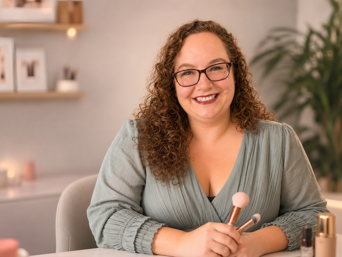 Julia Scheurer mit Make-up-Pinsel